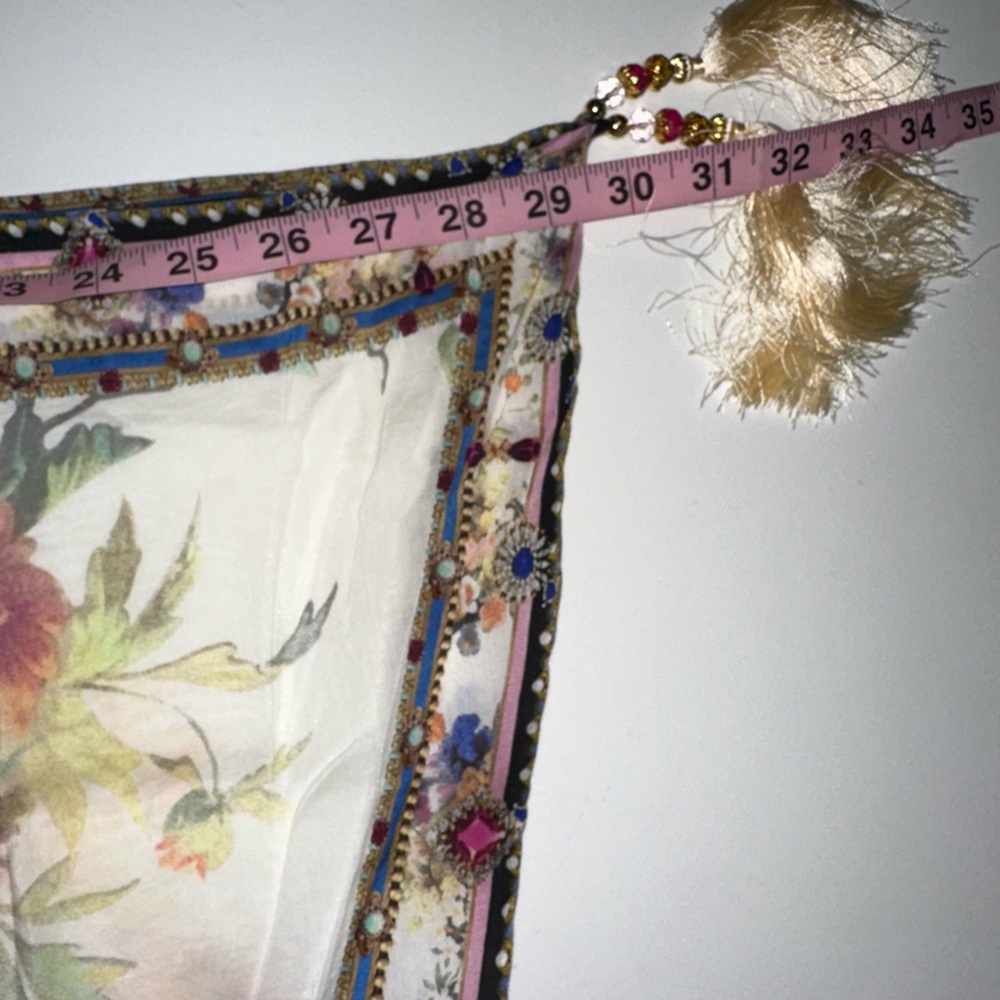 Camilla “Friends With Frescos” ivory cotton silk floral short sarong coverup - Picture 8 of 8